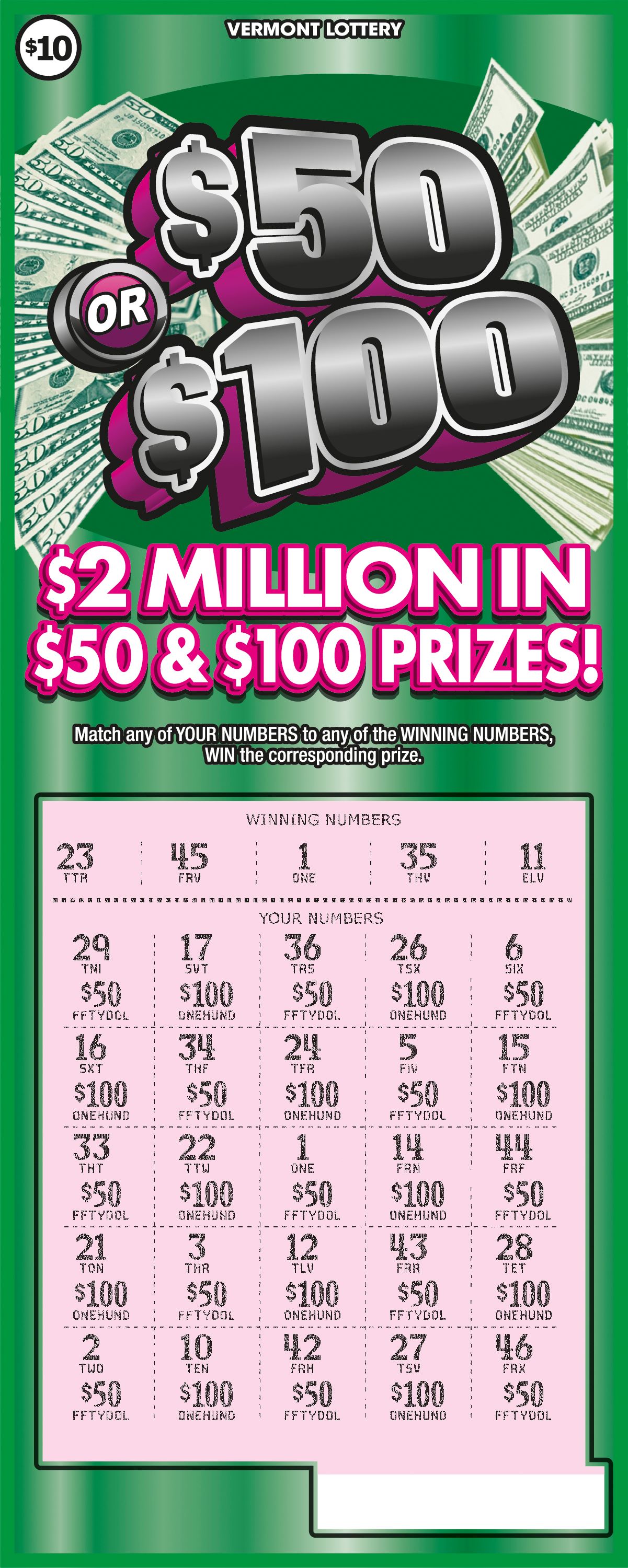 $50 or $100 Scratched