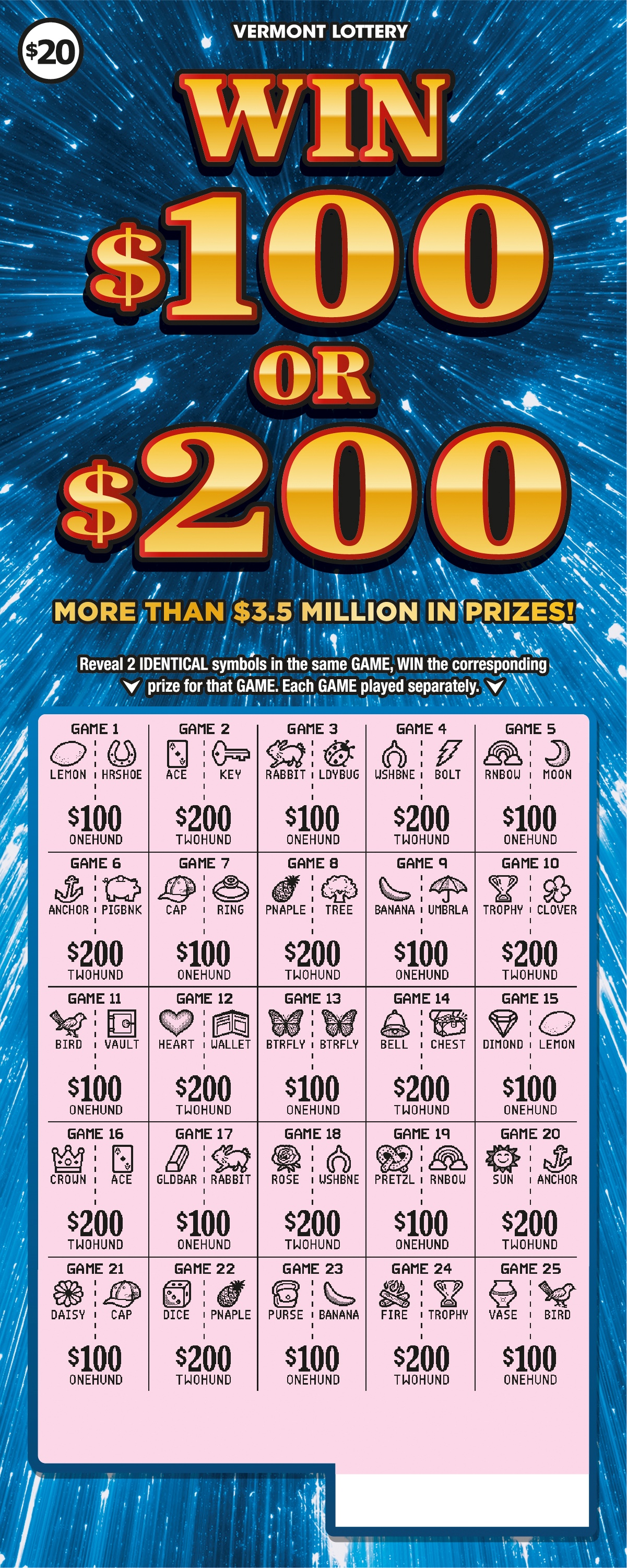 Win $100 or $200 Scratched 