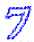 italic white 7 with blue outline