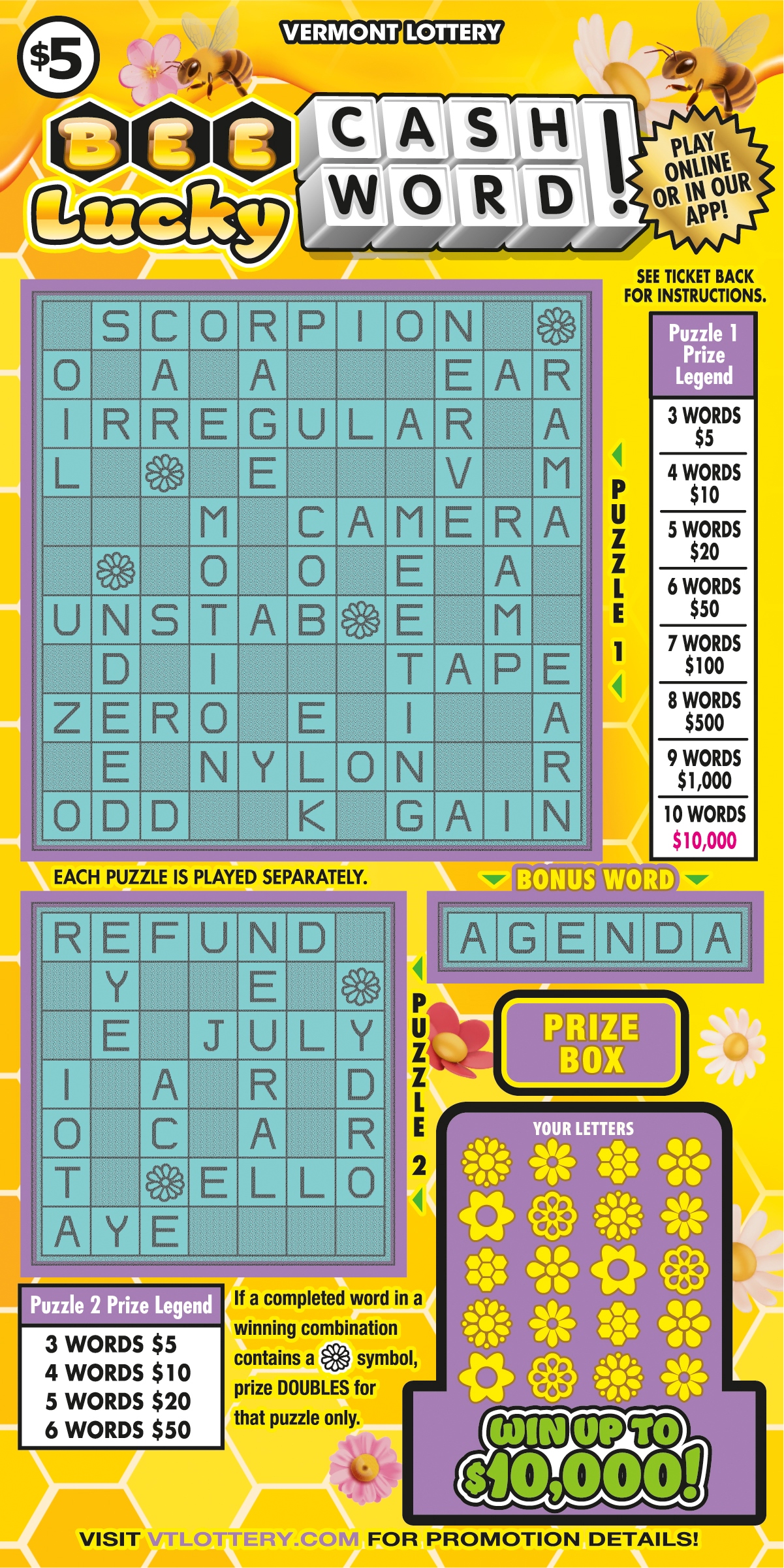 Bee Lucky Cashword! Front