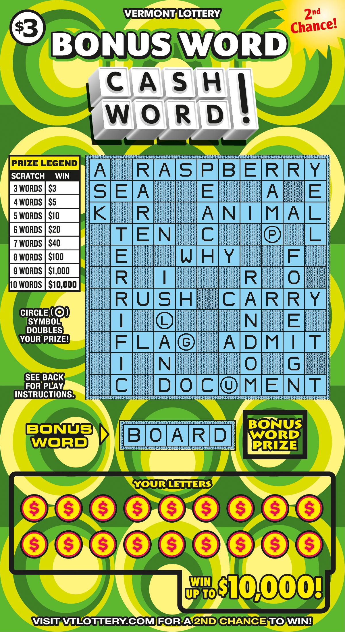Bonus Word Cashword! Front
