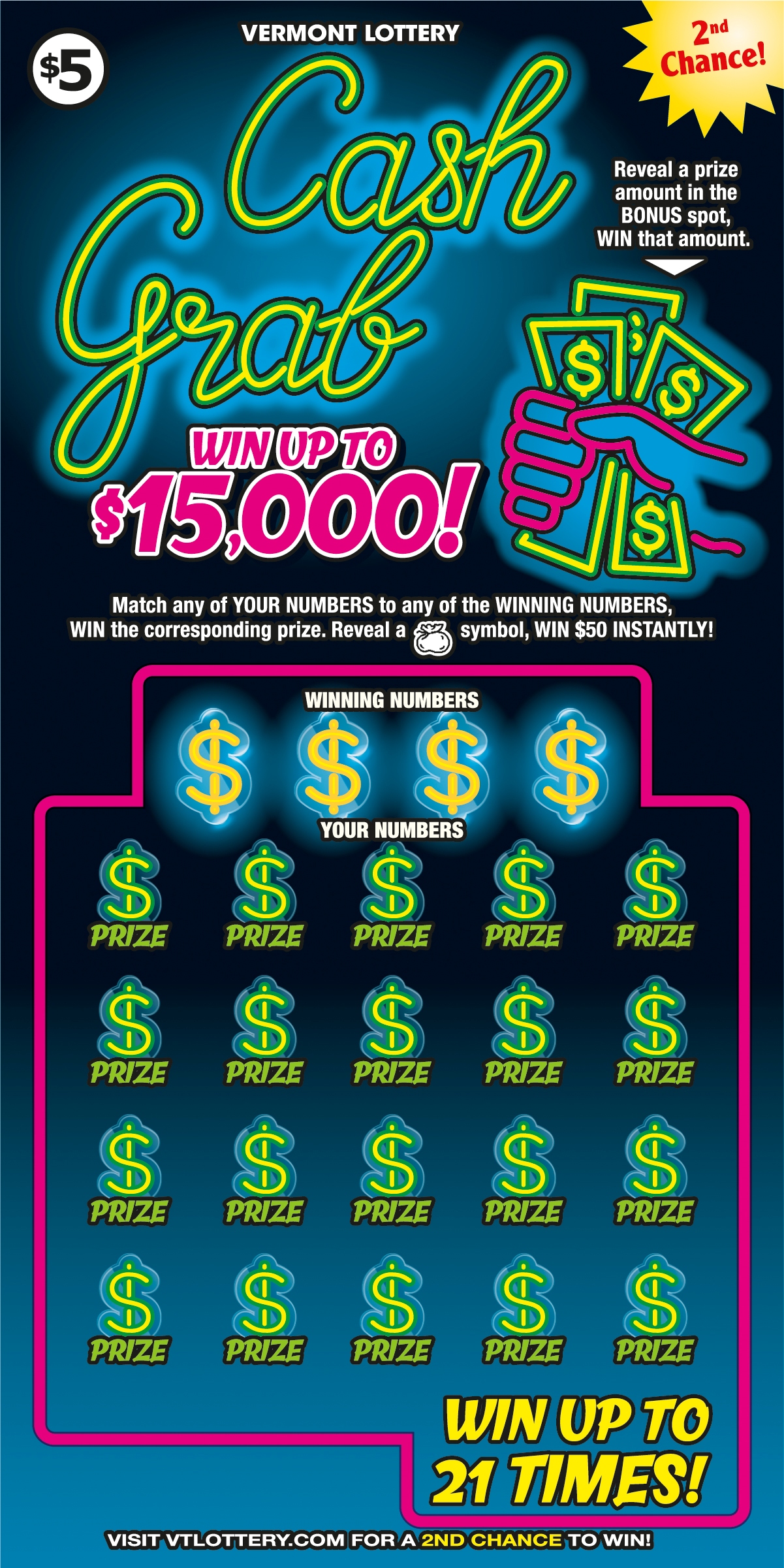 CASH GRAB scratch-off ticket