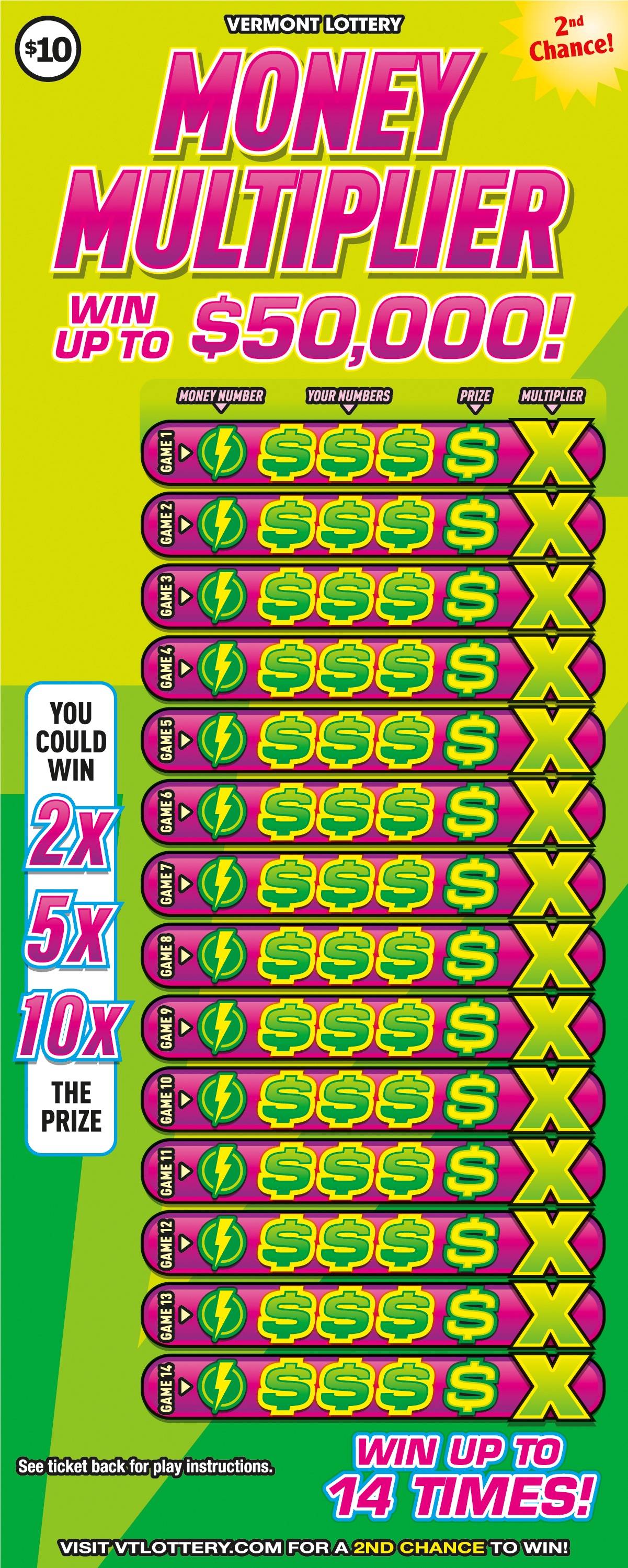 MONEY MULTIPLIER scratch-off ticket