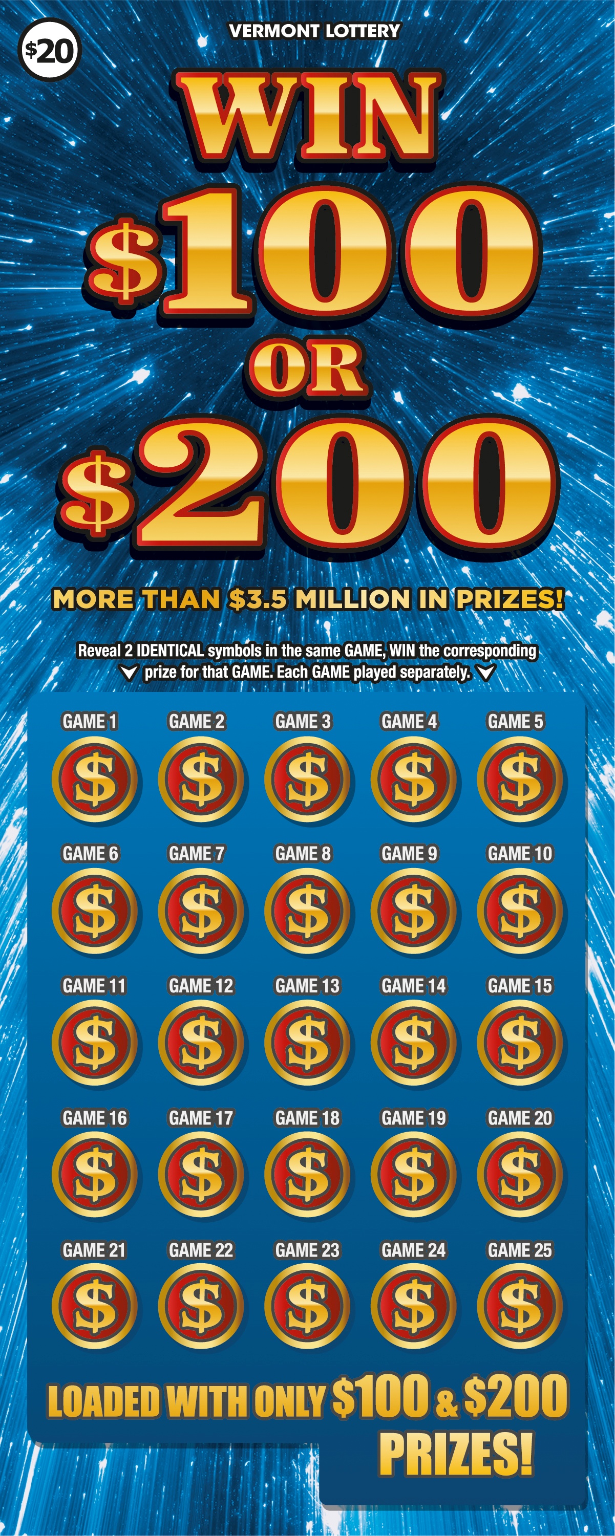 Win $100 or $200 Front
